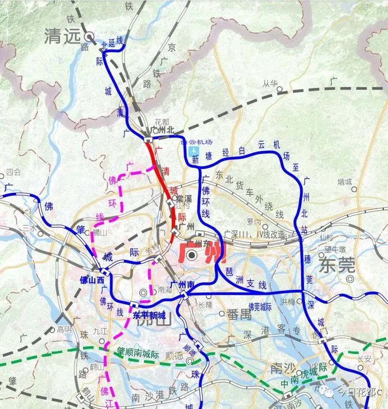 通過廣州北站銜接廣佛環線,廣州北站至白雲機場城際等線路.