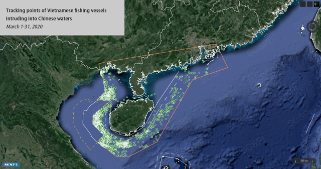 几百艘越南渔船在南海附近非法活动