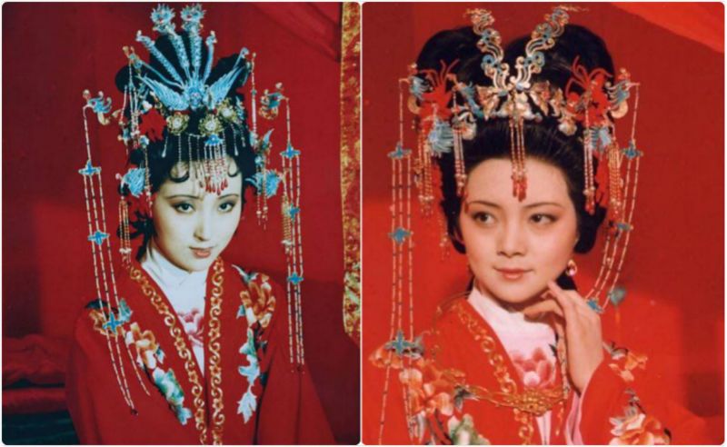 比如,林黛玉头戴六尾点翠凤冠,两边垂下长长的点翠珍珠步摇;而薛宝钗