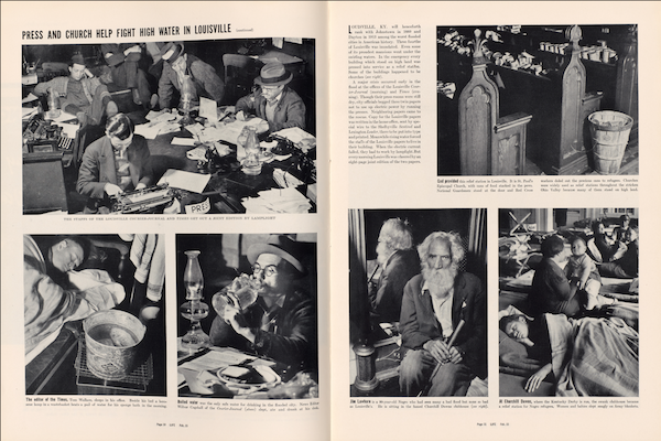 玛格丽特·伯克·怀特拍摄的照片，呈现洪水过后灾民的生活，刊登于1937年2月15日《生活》杂志。