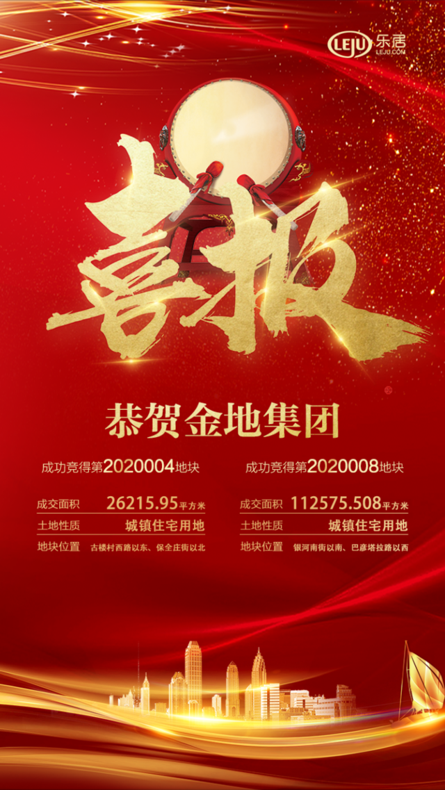 土拍快讯恭贺金地集团竞得两地块成交价共计18亿