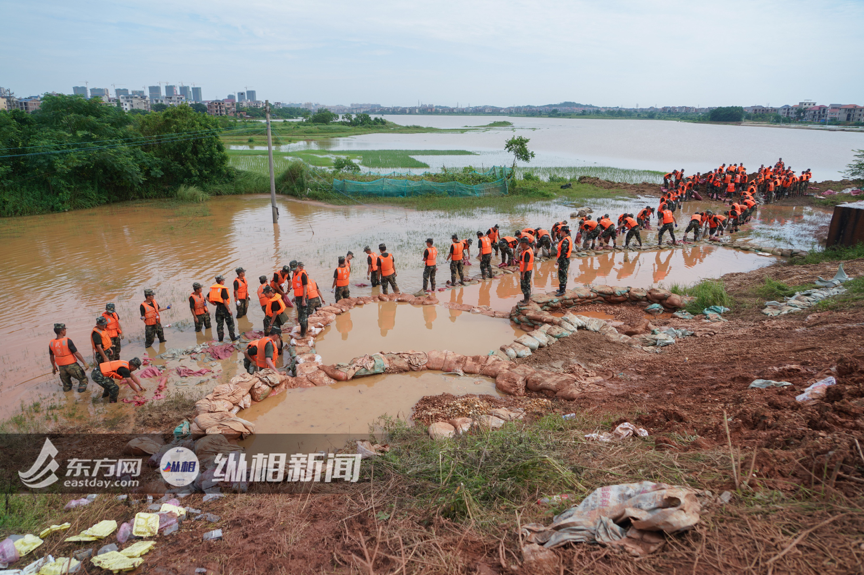 直击江西鄱阳昌江圩堤：仍在上涨的水位，拼命守护的家园