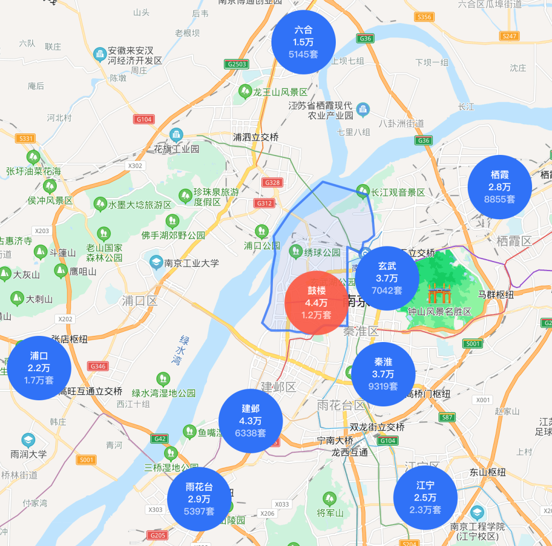 来看看南京的房价地图
