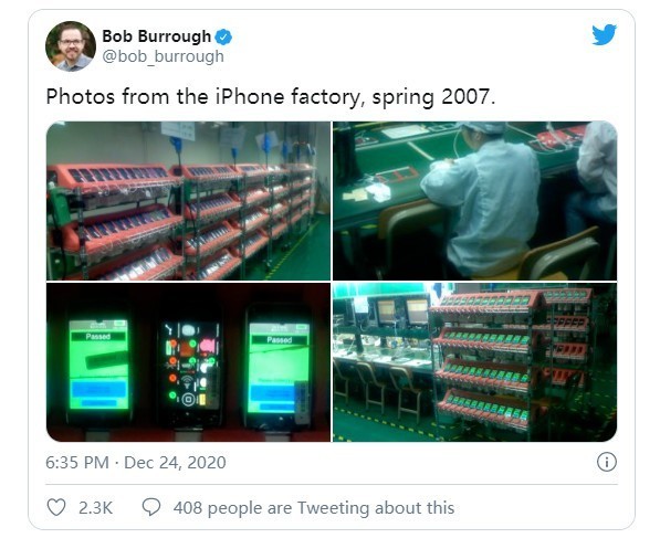 前苹果工程师晒2007年初代iPhone生产线照片:太有年代感了