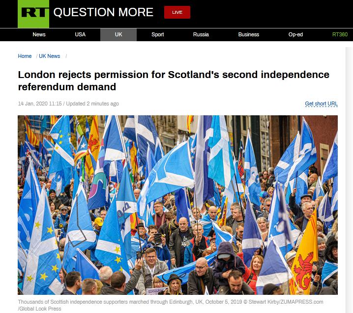 希望破灭？苏格兰要搞第2次独立公投 请求被约翰逊拒了