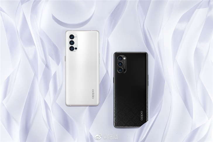 oppo reno4 pro曝黑/白配色高清渲染图:后置三摄