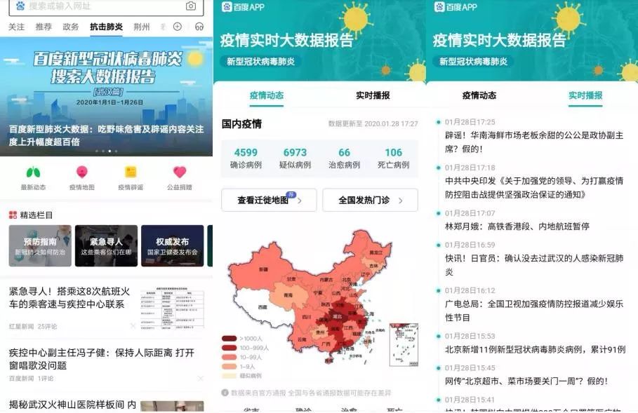 (▲百度app截止1月28日18时全国疫情最新数据)