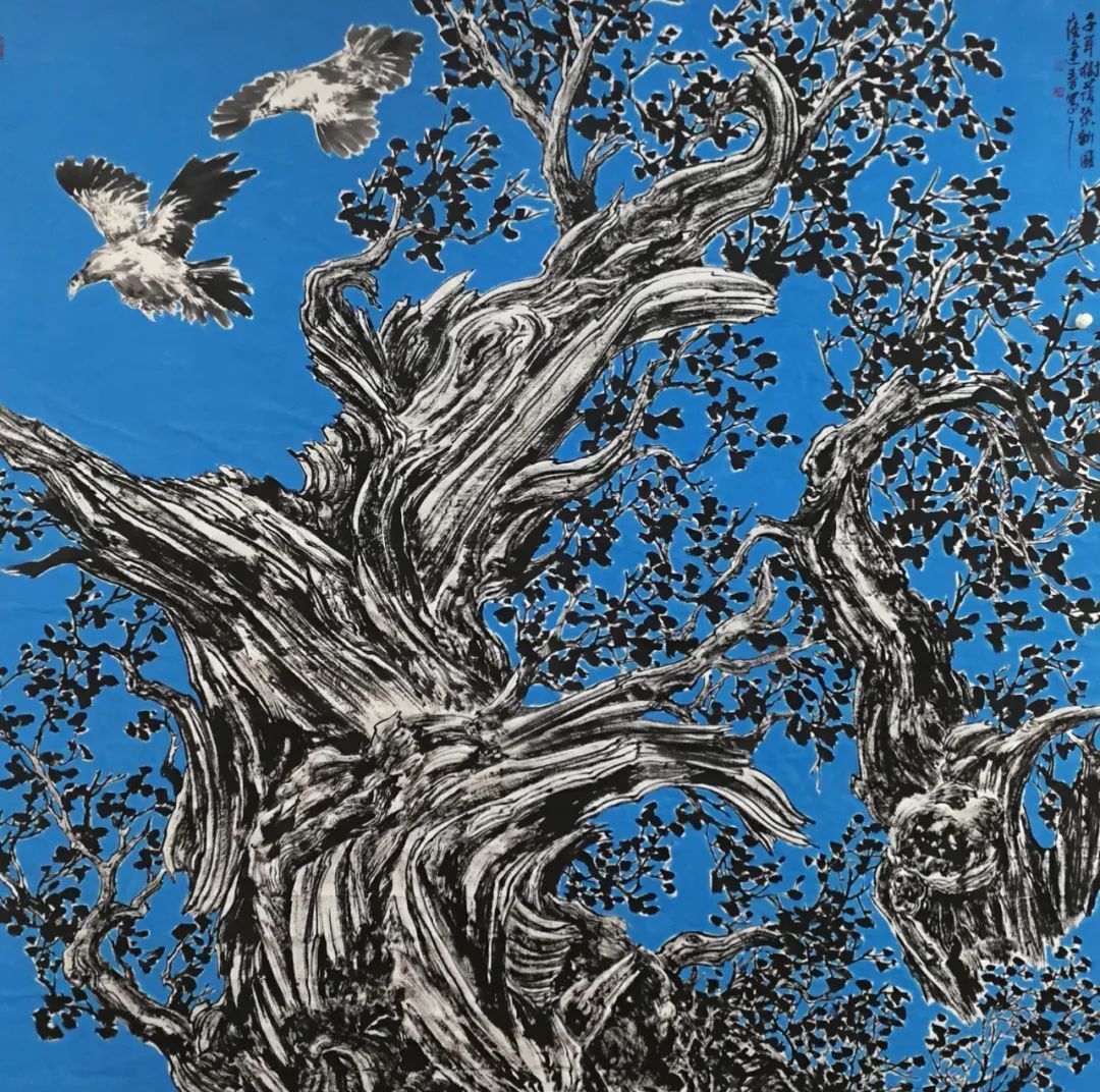 《一种精神叫胡杨》中国画 200cmx200cm