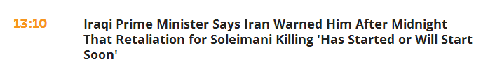 伊拉克总理：伊朗动手前曾向我预警“复仇已经开始”