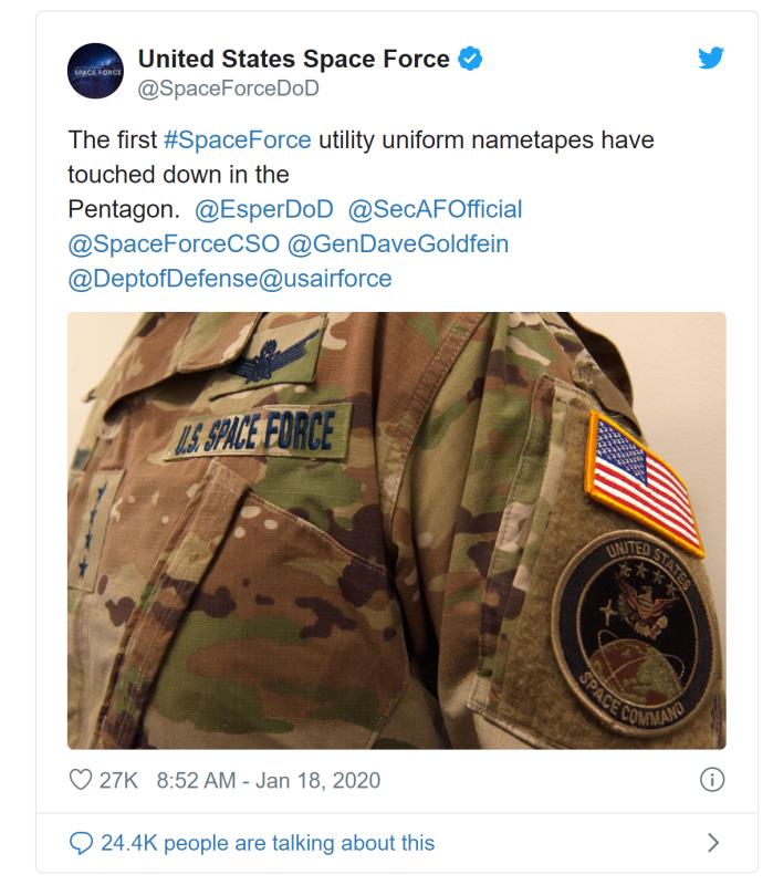 美太空军新制服公布, 遭网友“群嘲”