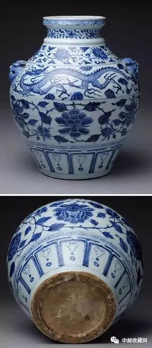 元青花龙牡丹卷草纹双耳罐 日本大阪市立东洋陶瓷美术馆收藏