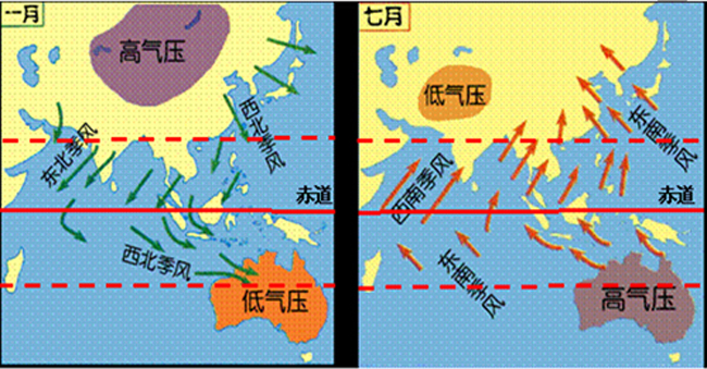 中国季风分区图图片