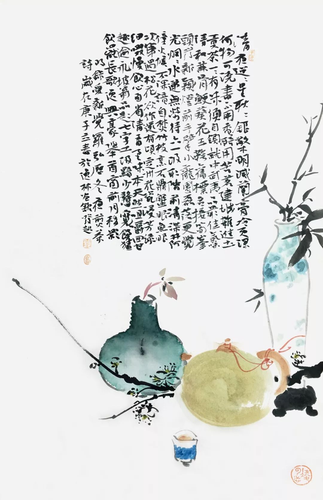助力战"疫—刘发起中国画,书法,篆刻作品