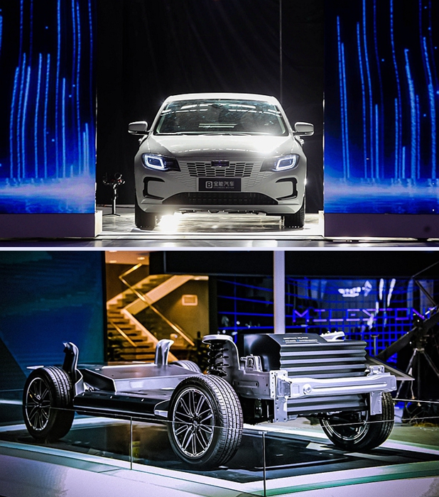 宝能汽车集团西安基地首车下线,基于自主开发的新能源xEV技术平台打造。