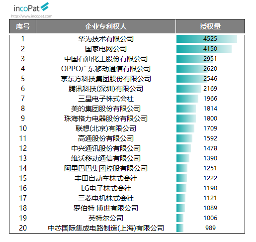 2019年公告发明授权专利年报