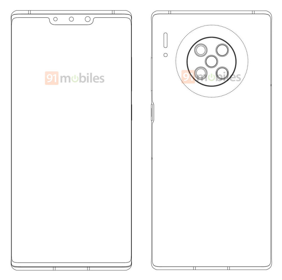 华为手机设计专利曝光后置五摄x形排列