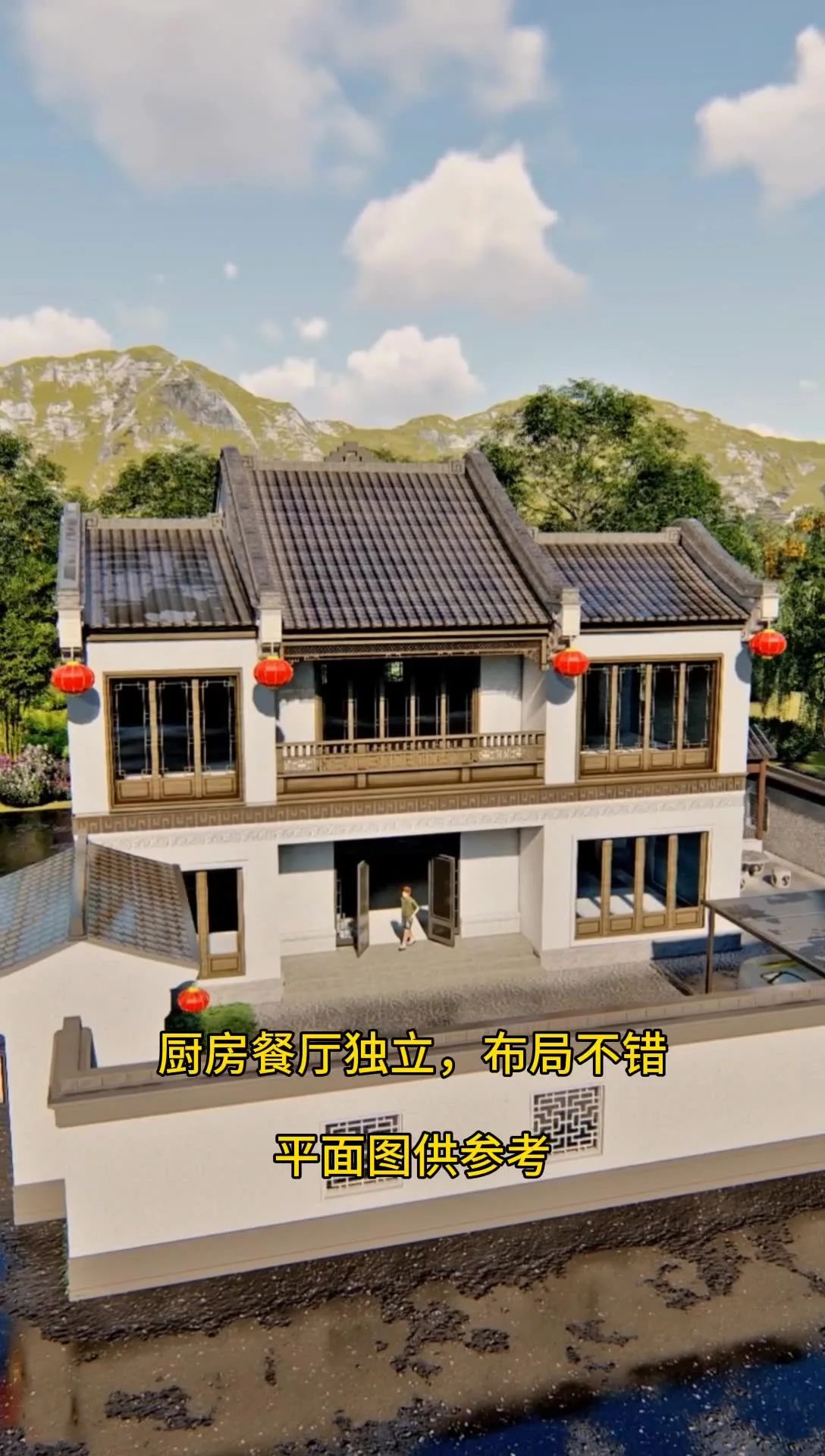 堂屋、车库、神龛全齐活，农村建栋这样的中式小院真挺好