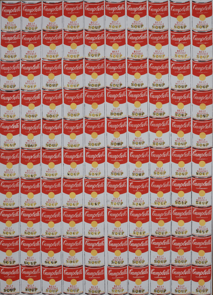 《100个坎贝尔汤罐头》（100 Campbell's Soup Cans），1962年，安迪·沃霍尔。