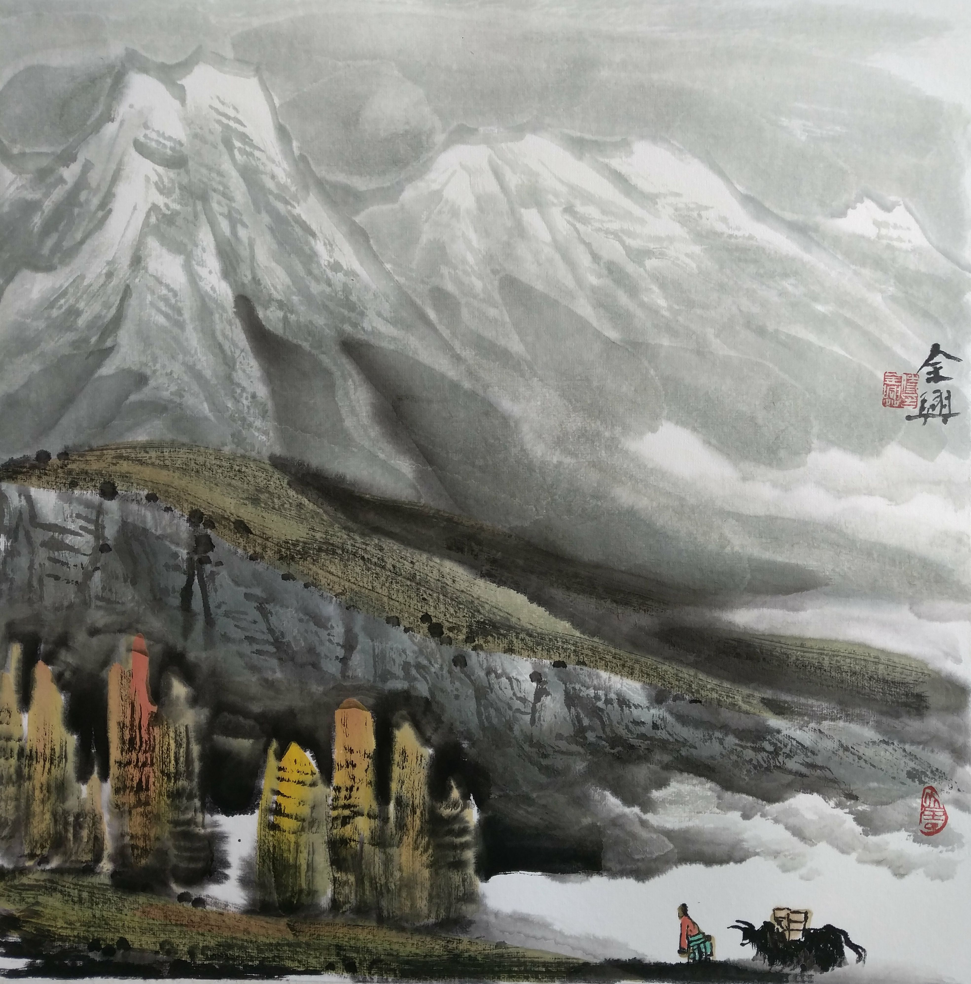中国画名家——时全兴西部山水作品欣赏