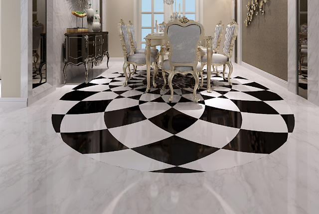 用不规则的花纹造型瓷砖铺地砖,最后铺完的效果美翻了!