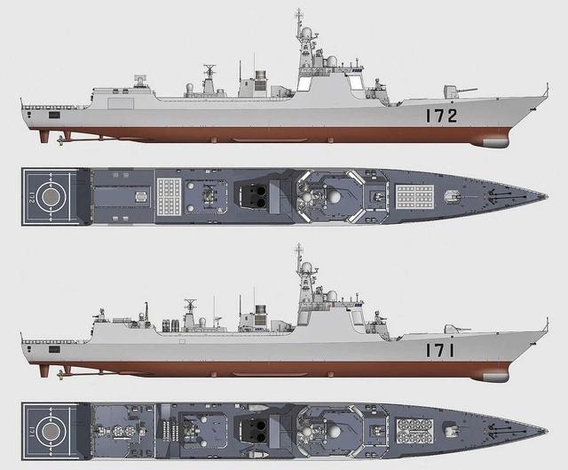 从结构尺寸来说,052d要更加丰满一些,052c换装通用垂发难度很大