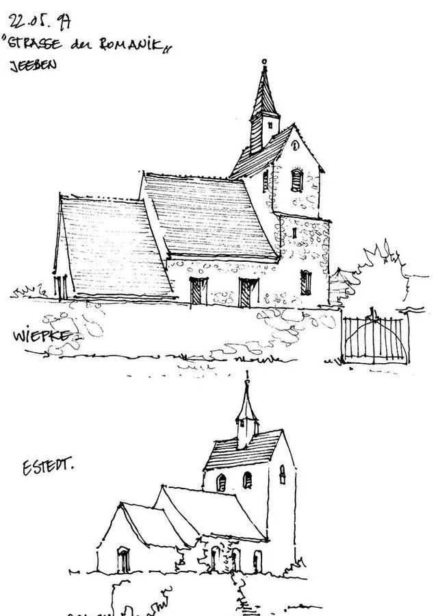 外国建筑设计钢笔速写手绘