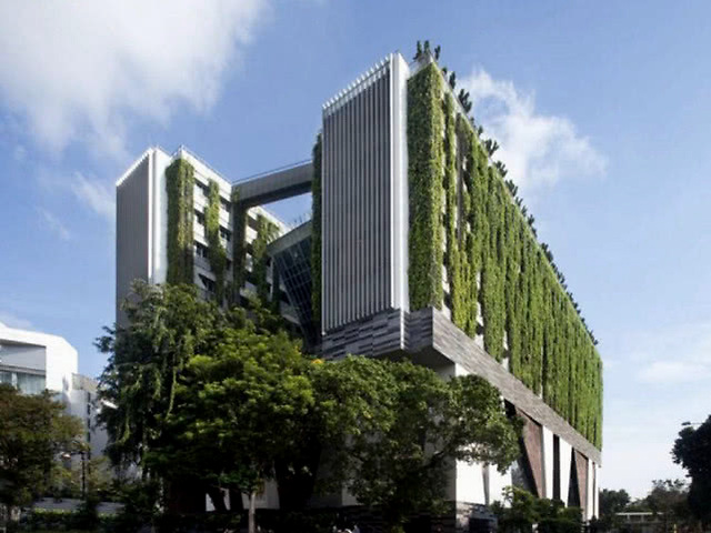 即通过节约资源,减少污染物的排放等一系列措施,从而实现绿色建筑保护