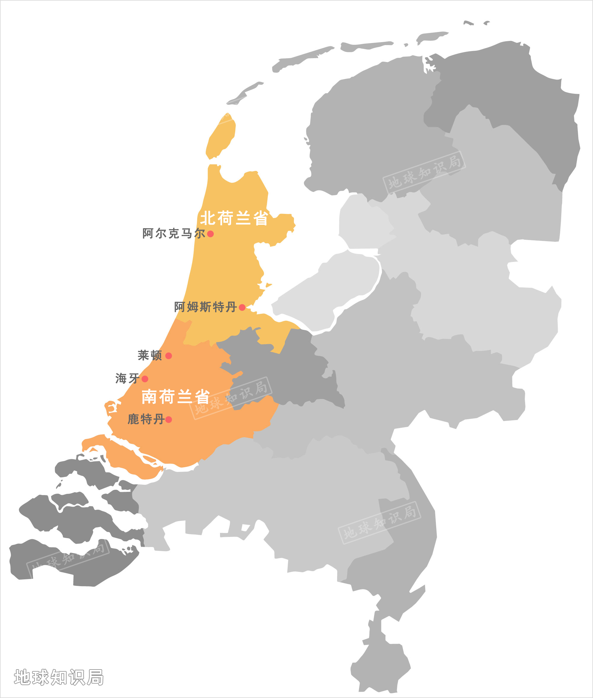 (现代荷兰政区示意,现在的南北荷兰省大致为曾经的荷兰伯国)▼人口