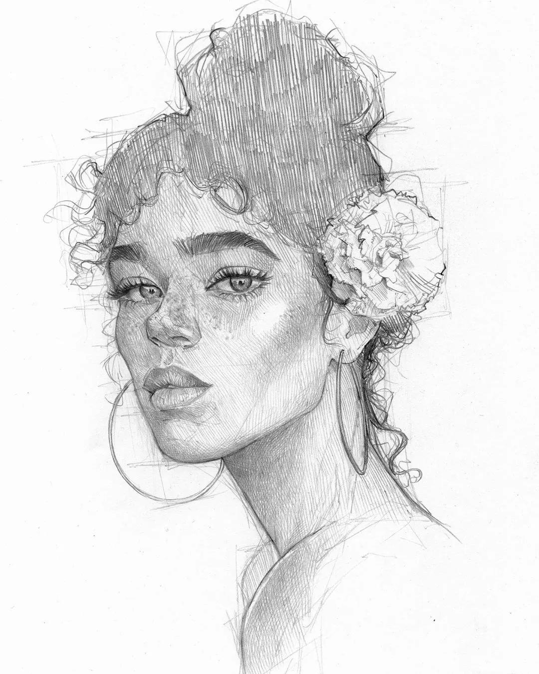 cg原画插画教程排线超棒的人物素描原来素描也能这样美