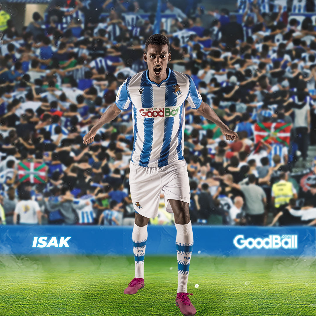 gif:伊萨克抢点扫射破门,皇家社会领先西班牙人