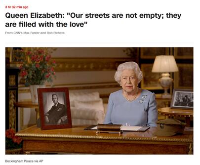 纪念二战胜利75周年 英国女王发表电视讲话