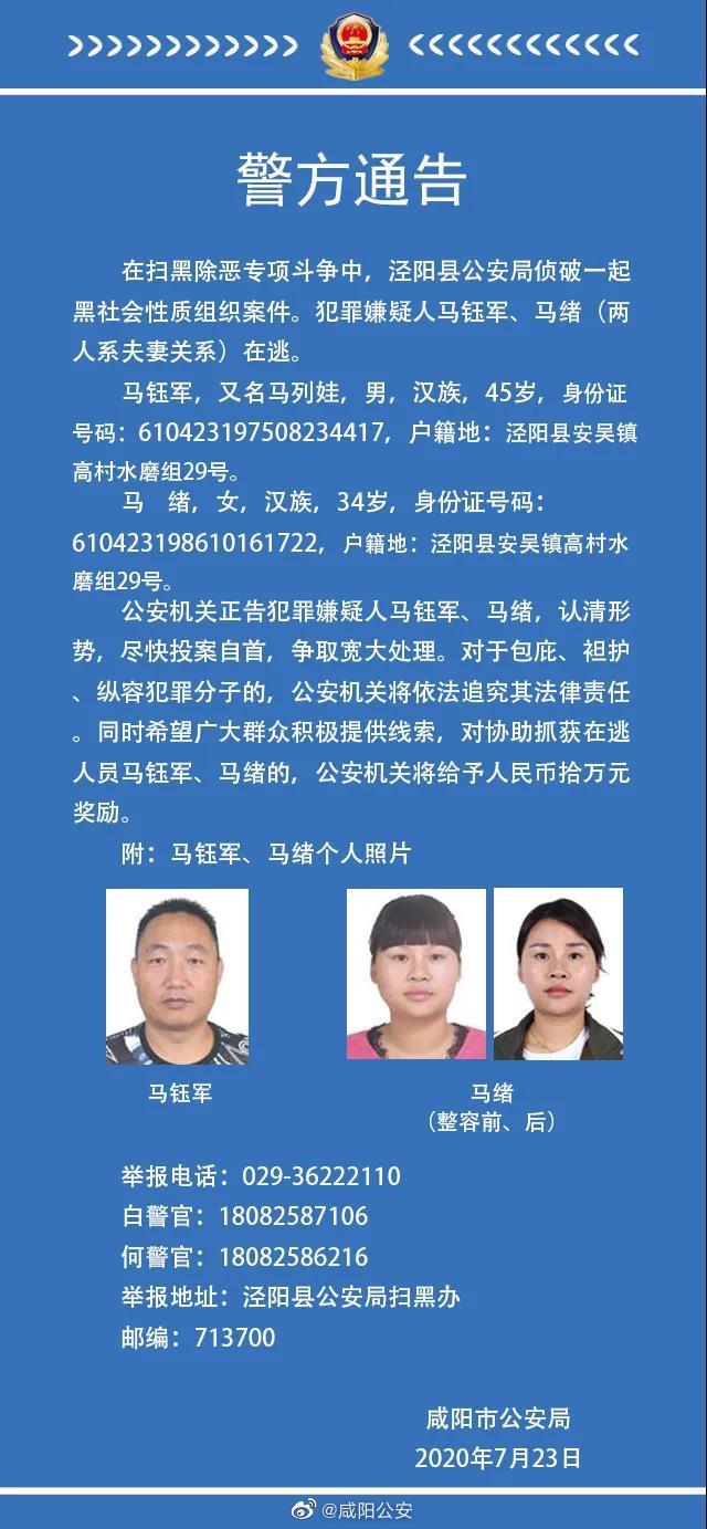 咸阳泾阳县公安局侦破一起黑社会性质组织案件,犯罪嫌疑人马钰军,马绪