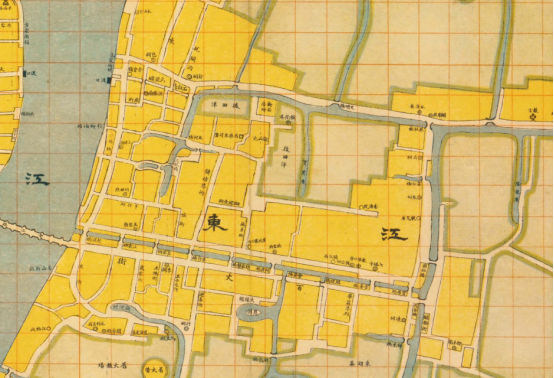 1930年左右的宁波地图截图1914年左右出版的宁波地图,注入奉化江的