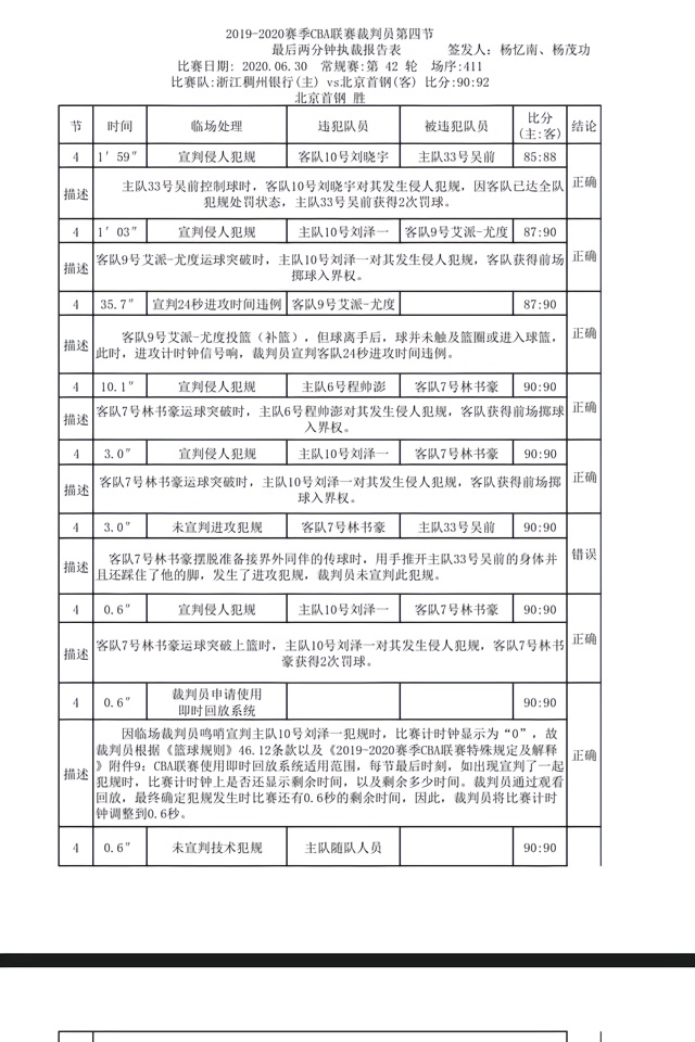 裁判报告曝光最后两分钟三次误判引发热议