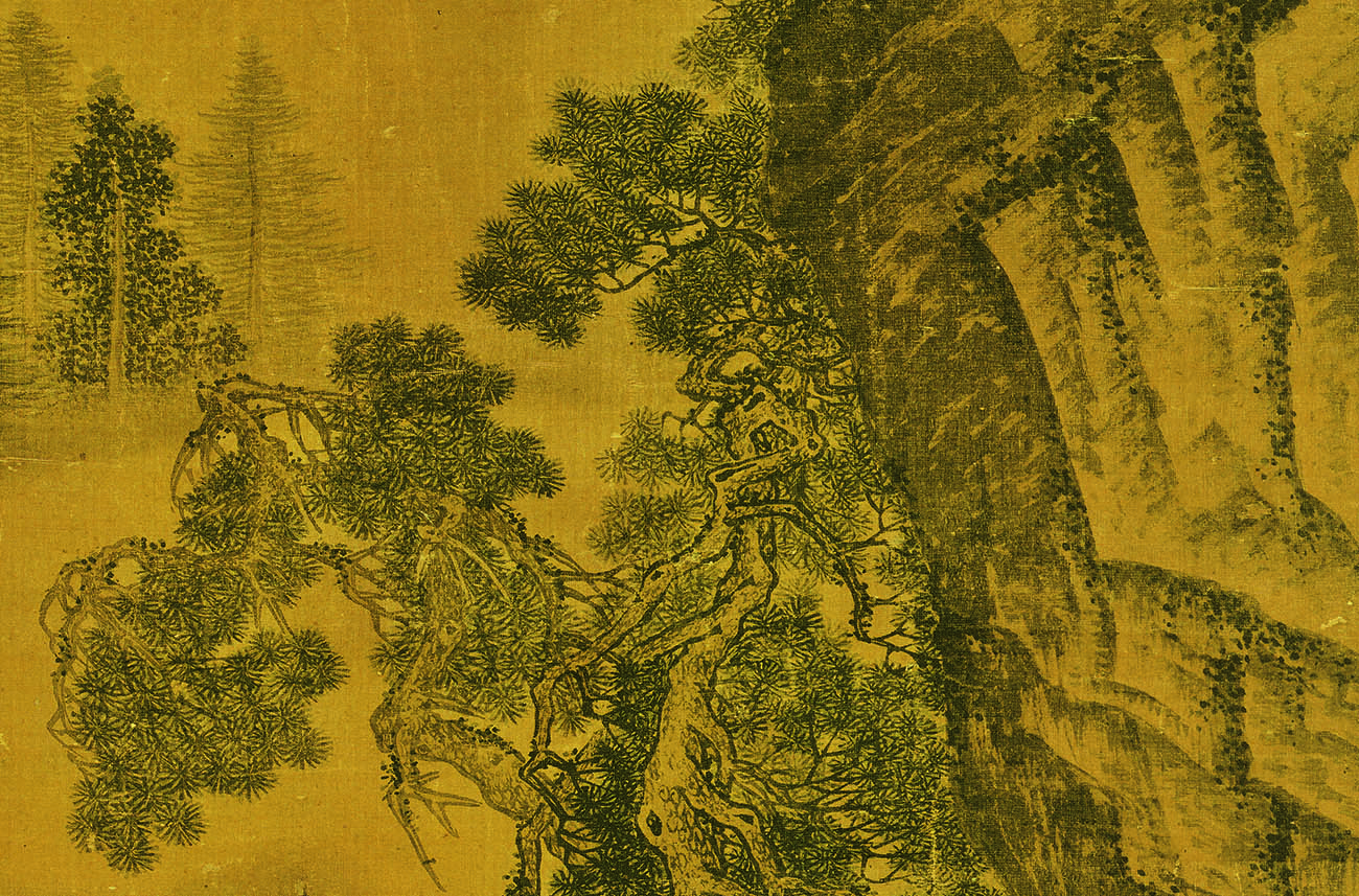 明代唐寅松林扬鞭图欣赏