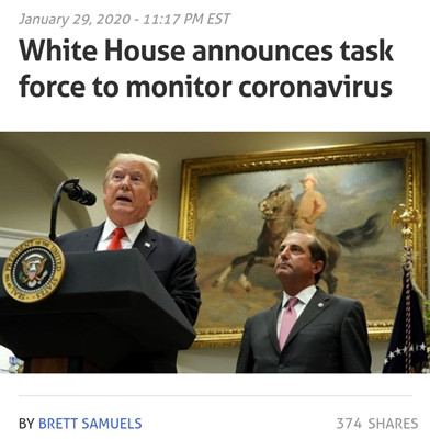 白宫成立新型冠状病毒应对特别小组，特朗普听取报告