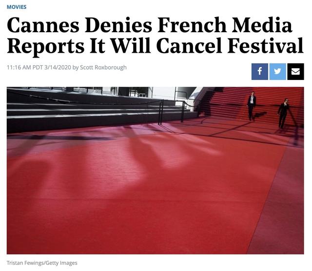 第73届戛纳电影节或将推迟举办1905电影网讯近日,由于新冠肺炎疫情在