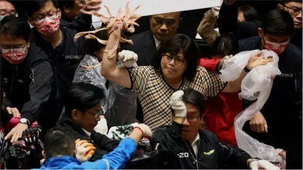 袭胸,扔猪内脏.混乱又大尺度的台湾政坛!