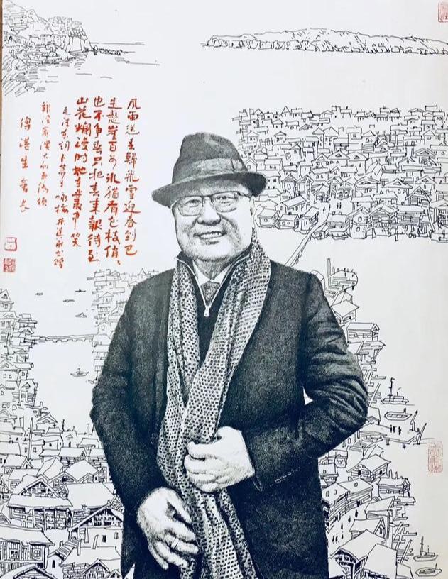 傅港生先生(图片:林建华人物钢笔画)傅港生先生1956