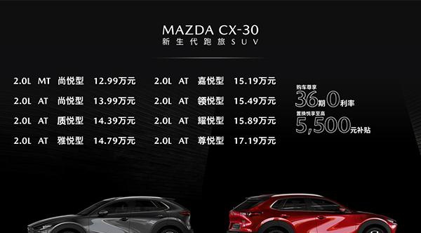 马自达cx-30配置价格分析:版本太多,好菜需要挑