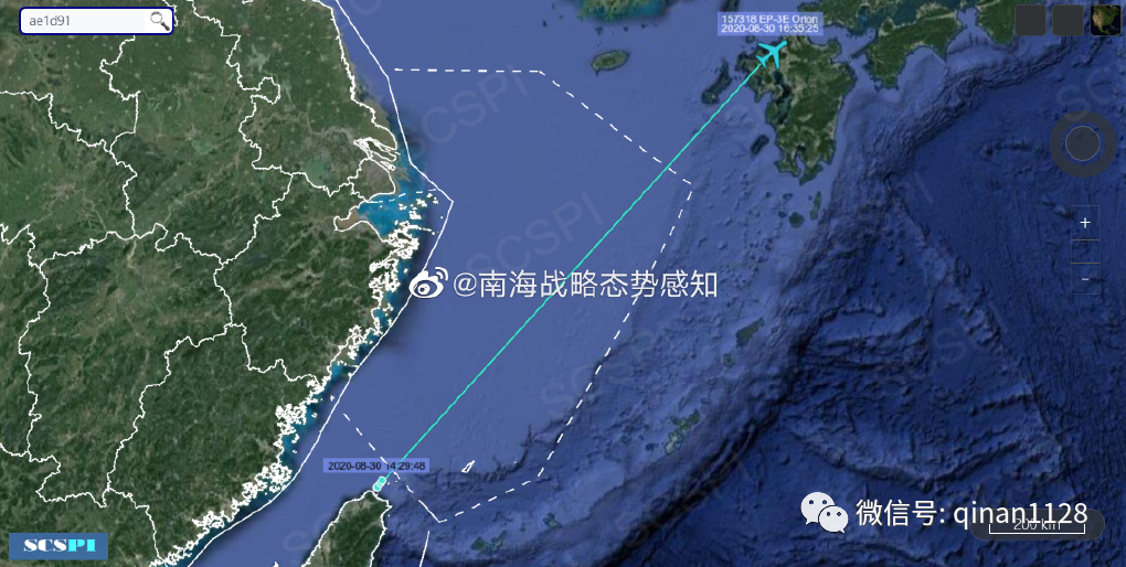 疑似在降落中国台湾岛后再起飞,横穿我东海防空识别区