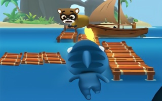 汤姆猫跑酷游戏 鲨鱼汉克狗在夏威夷海滩追逐小偷