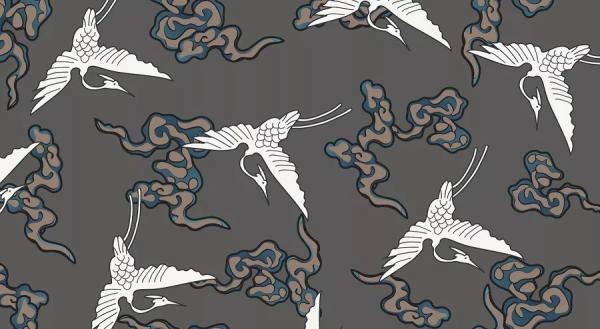 流云飞鹤纹(图源:《中国古代丝绸设计素材图系》系列丛书)
