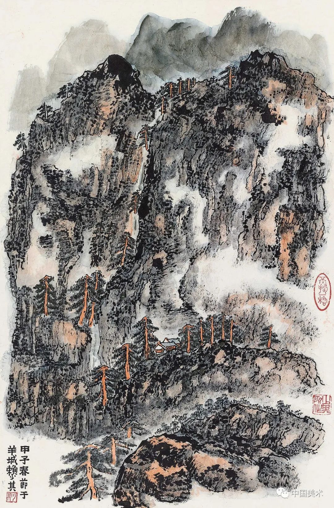 赖少其在山水方面的导师是明末的垢道人程邃,程邃善用枯墨,然而却不失