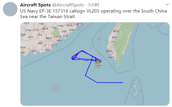 美军机本月第13次出现在台湾附近空域
