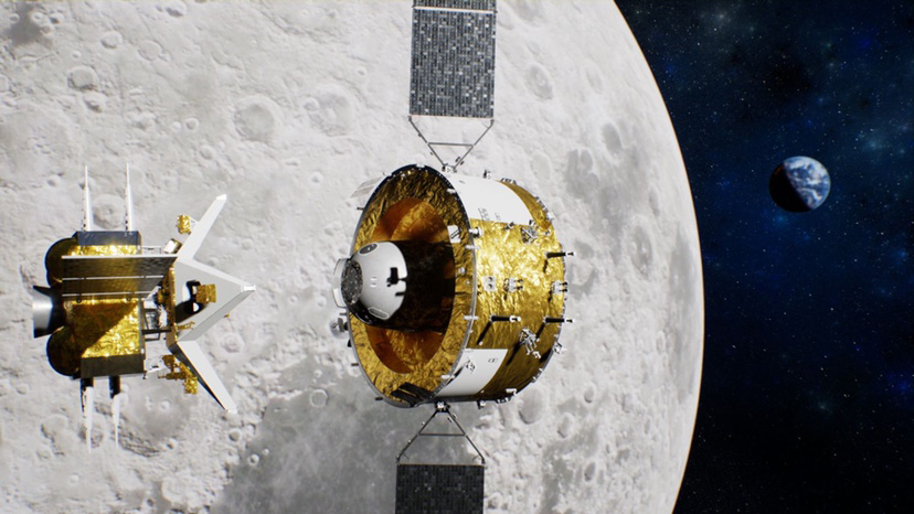 嫦娥五号探测器在轨工作效果图