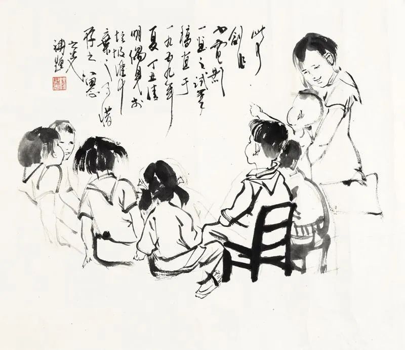 六一快乐国画里的儿童太可爱了