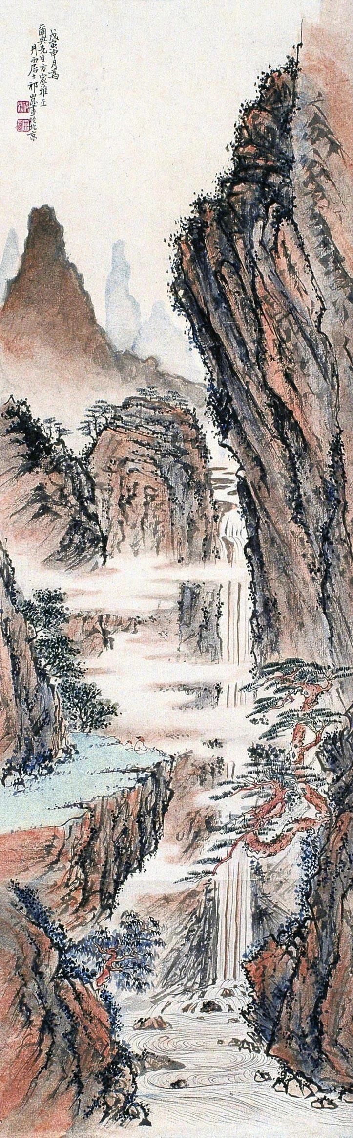 中国・唐画 井西居士 祁昆 山水画 書画 【公式通販】