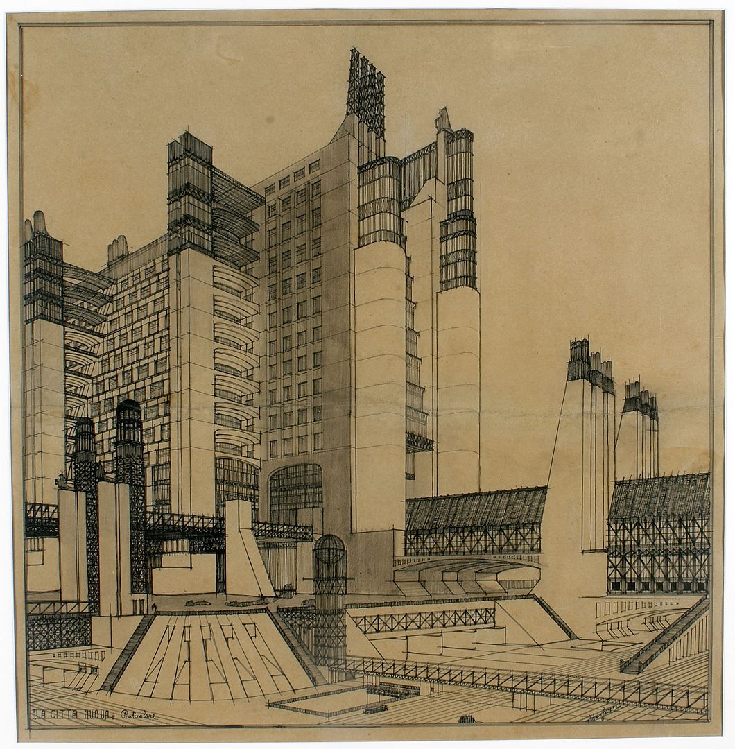 santelia)所作的未来主义建筑构想图