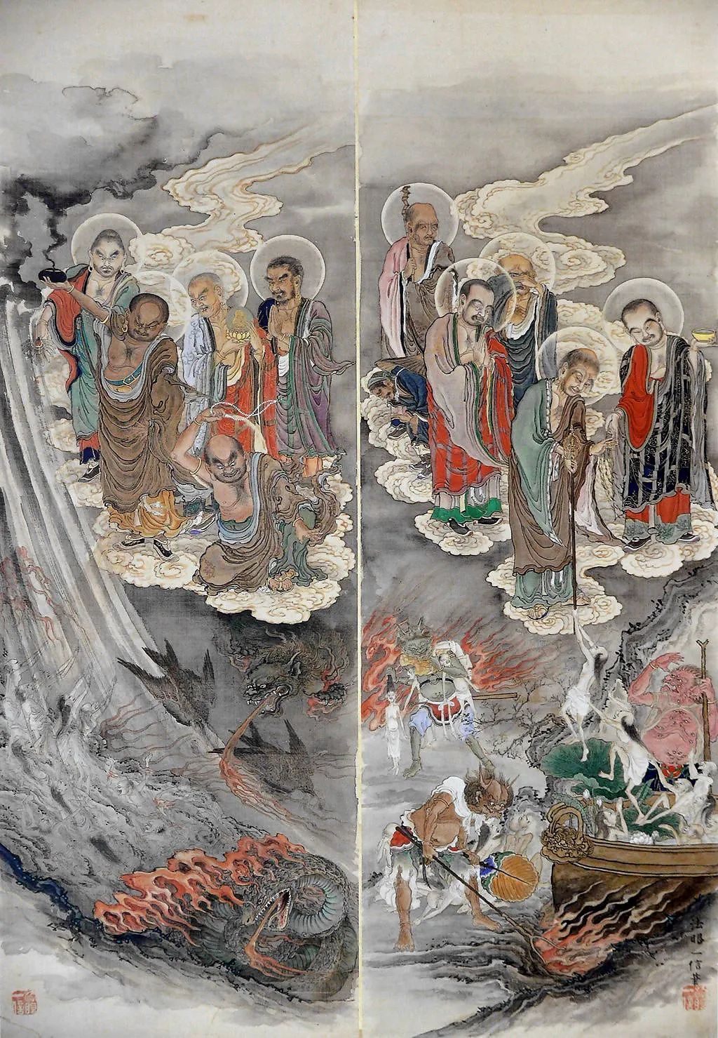 狩野一信绘五百罗汉图之《救度六道篇》__凤凰网